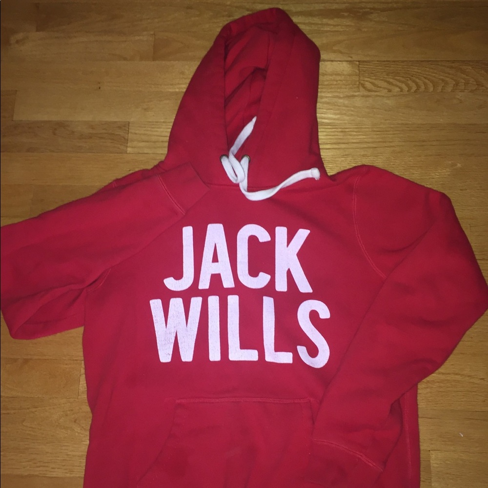 red jack wills brand pull over hoodie